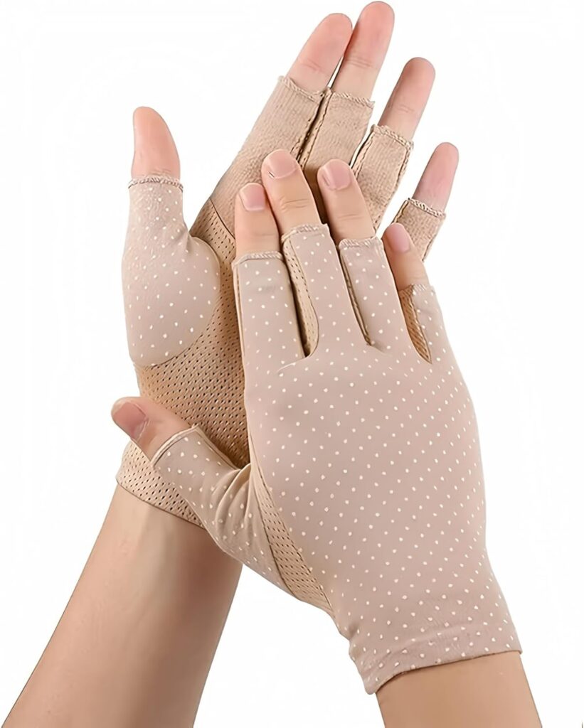 INOGIH Women Sunblock-Fingerless Gloves UV-Sun-Protection Driving Non-Slip Outdoor Gloves for Women Girls