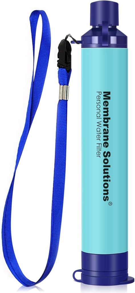 Membrane Solutions Straw Water Filter S1, NSF/ANSI 42&372&401 certificated, Survival Filtration Portable Gear, Emergency Preparedness, Supply for Drinking Hiking Camping Team Family Outing