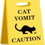 Funny Cat Vomit Caution Sign, Humorous Desk Sign for Cat Lovers, Perfect Cat Mom or Cat Dad Christmas Gag Gifts for Pet Owners, Best Friends, Cat Enthusiasts, Cat Themed Home Office Decor