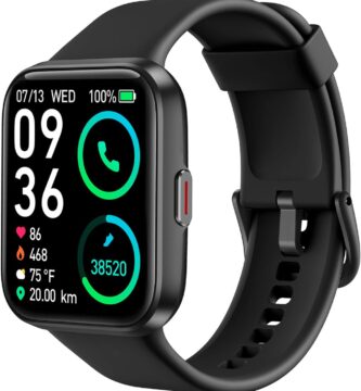 SKG Smart Watch for Men Women Android iPhone with Alexa Built-in & Bluetooth Call(Answer/Make Call) 1.69″ Fitness Tracker with IP68 Waterproof, 60+ Sports, Heart Rate SpO2 Monitor, V7 Pro