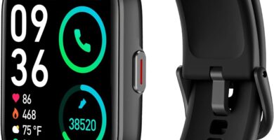 SKG Smart Watch for Men Women Android iPhone with Alexa Built-in & Bluetooth Call(Answer/Make Call) 1.69″ Fitness Tracker with IP68 Waterproof, 60+ Sports, Heart Rate SpO2 Monitor, V7 Pro