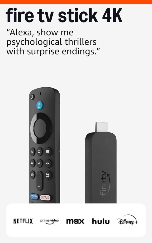 Amazon Fire TV Stick 4K (newest model) with AI-powered Fire TV Search, Wi-Fi 6, stream over 1.8 million movies and shows, free & live TV