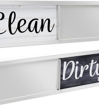 Dishwasher Magnet Clean Dirty Sign, Clean Dirty Magnet for Dishwasher, Rustic Farmhouse Kitchen Decor, Magnetic Dish Washer Sign Indicator, Sliding Rustic Dish Washer Signs, Black & White Wood