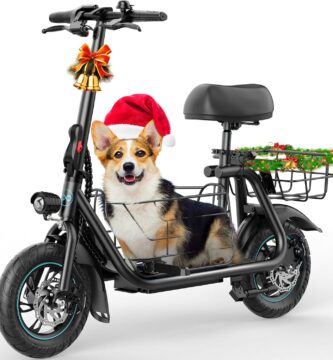 Gyroor Adults Electric Scooter with Large Middle Basket, 550W Motor 18.6 MPH 20 Mile Distance, Foldable E-Scooter with seat for Pets & Cargo