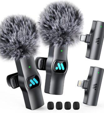 2pcs Dual Receivers Mini Microphone for iPhone iPad Android Video Recording,Lavalier Wireless Microphones for Game,Live Streaming,Interviews,YouTube,TikTok,Vlog