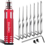 Prime Model Scriber Gundam Resin Carved Scribe Line Hobby Cutting Tool Chisel, Model Chisel with 7 Blades (0.1/0.2/0.4/0.6/0.8/1.0/2.0mm)，for Carving Cutting, Panel line,Scale Model(Red)