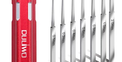 Prime Model Scriber Gundam Resin Carved Scribe Line Hobby Cutting Tool Chisel, Model Chisel with 7 Blades (0.1/0.2/0.4/0.6/0.8/1.0/2.0mm)，for Carving Cutting, Panel line,Scale Model(Red)