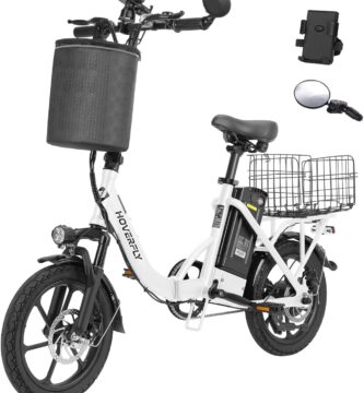 HOVERFLY H3 16″ Electric Bike, Max 28Miles Range(Pedal-Assist) Folding E-Bike with Removable Battery, Front Suspension and Commuter Electric Bicycle Adults