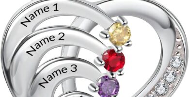 Personalized Necklace for Mon,Custom Brass Engraved Name Birthstone Necklace for Birthday Gifts Wife Girlfriend