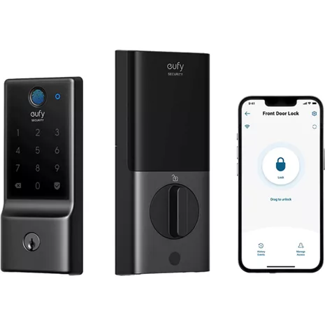 eufy Security Smart Lock C220, Fingerprint Keyless Entry Door Lock, Built-in Wi-Fi, App Remote Control, Front Door Smart Lock Deadbolt, 8Months Battery, Reliable Power, IP53 Waterproof, BHMA Grade 3 eufy Security Smart Lock C220, Fingerprint Keyless Entry Door Lock, Built-in Wi-Fi, App Remote Control, Front Door Smart Lock Deadbolt, 8Months Battery, Reliable Power, IP53 Waterproof, BHMA Grade 3