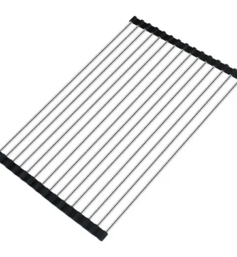 Seropy Roll Up Dish Drying Rack, Over The Sink Dish Drying Rack Kitchen Rolling Dish Drainer, Foldable Sink Rack Mat Stainless Steel Wire Dish Drying Rack for Kitchen Sink Counter Storage 17.5×11.8