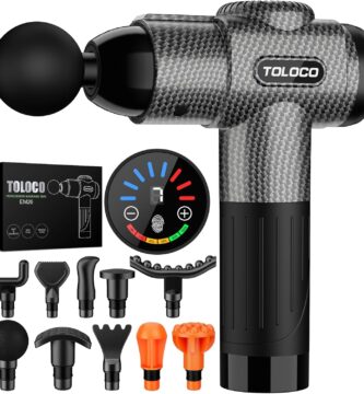 TOLOCO Massage Gun, Deep Tissue Back Massage for Athletes for Pain Relief, Percussion Massager with 10 Massages Heads & Silent Brushless Motor, Christmas Gifts for Women, Men, Carbon