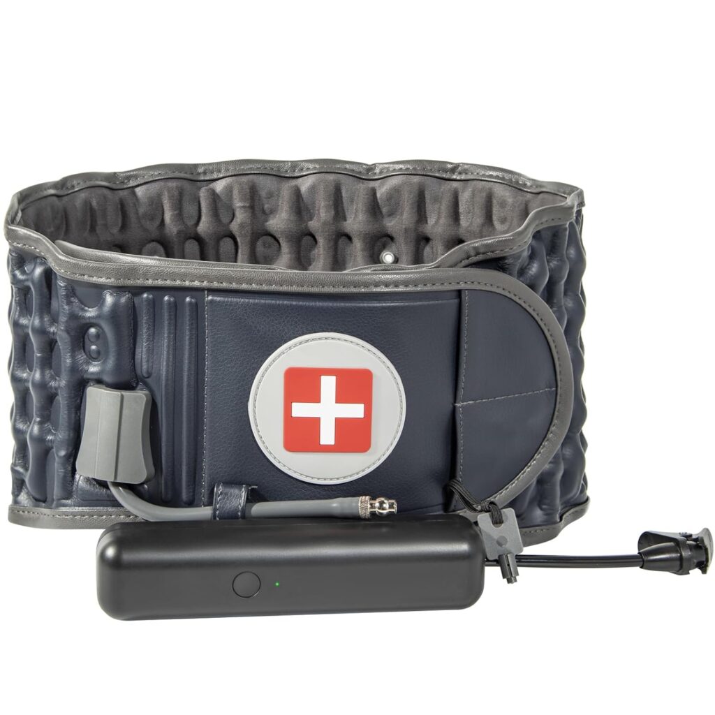 6xigouma Decompression Back Belt with Electric Inflatable Pump -Lumbar Support Belt for Lower Back Pain Relief, Air Traction Device Fits Waist Size 29-49 Inches (Blue)