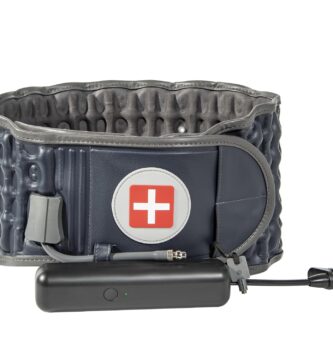 6xigouma Decompression Back Belt with Electric Inflatable Pump -Lumbar Support Belt for Lower Back Pain Relief, Air Traction Device Fits Waist Size 29-49 Inches (Blue)