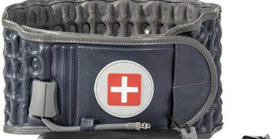 6xigouma Decompression Back Belt with Electric Inflatable Pump -Lumbar Support Belt for Lower Back Pain Relief, Air Traction Device Fits Waist Size 29-49 Inches (Blue)