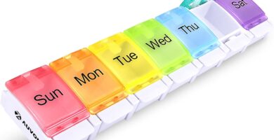 AUVON Weekly Pill Organizer Arthritis Friendly, BPA Free Travel 7 Day Pill Box Case with Spring Open Design and Large Compartment to Hold Vitamins, Cod Liver Oil, Supplements and Medication