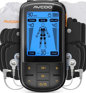 AVCOO 3-in-1 TENS Unit Muscle Stimulator with 30 Modes, 40 Intensities TENS Machine for Gradual Back Pain Relief Therapy, Rechargeable EMS Unit Massager with 12 TENS Electrode Pads, a Storage Bag