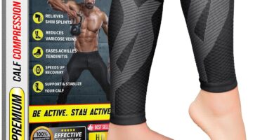 BLITZU Calf Compression Sleeve for Men & Women Footless Compression Socks Support Runners Leg Sleeve Shin Splints Pain Relief