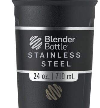 BlenderBottle Strada Shaker Cup Insulated Stainless Steel Water Bottle with Wire Whisk, 24-Ounce, Black BlenderBottle Strada Shaker Cup Insulated Stainless Steel Water Bottle with Wire Whisk, 24-Ounce, Black