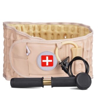 Decompression Back Belt – Lumbar Support Belt for Men & Women Lower Back Pain Relief, Back Traction Device Fits Waist Size 29-49 Inches (Beige)