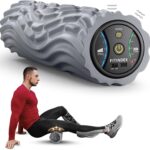 FITINDEX Vibrating Foam Roller for Back Pain, FSA&HSA Eligible, 5-Speed Muscle Massage, Exercise, Muscles Deep Tissue, Physical Therapy, Pilates, Yoga, Neck, Leg, Rechargeable, Travel Portable Gray