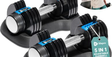 Lifepro Adjustable Dumbbells Set – 15lb, 25lb Pair or 43lb, 55lb & 90lb Single – Quick Adjustment, Anti Slip Handle – Space Saving & Strength Training Weights for Home Gym Exercise & Fitness
