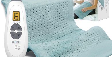 Pure Enrichment PureRelief Ultra-Wide Microplush Heating Pad – 20” x 24” XXL Size & 6 Heat Settings for Temporary Neck, Shoulder & Back Pain Relief – Moist Heat Option & Machine Washable (Sea Glass)