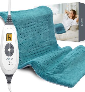 Pure Enrichment® PureRelief XL Heating Pad – 12″ x 24″ Electric Heating Pad for Back Pain & Cramps, 6 Heat Settings, Soft Machine Wash Fabric, Auto-Off & Moist Heat (Blue)