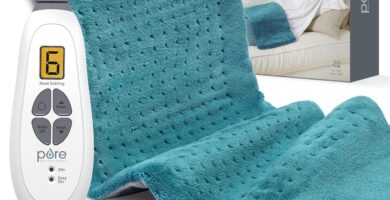 Pure Enrichment® PureRelief XL Heating Pad – 12″ x 24″ Electric Heating Pad for Back Pain & Cramps, 6 Heat Settings, Soft Machine Wash Fabric, Auto-Off & Moist Heat (Blue)