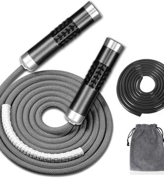 Redify Weighted Jump Rope for Workout Fitness(1LB), Tangle-Free Ball Bearing Rapid Speed Skipping Rope for MMA Boxing Weight-loss,Aluminum Handle Adjustable Length 9MM Fabric Cotton+9MM Solid PVC Rope