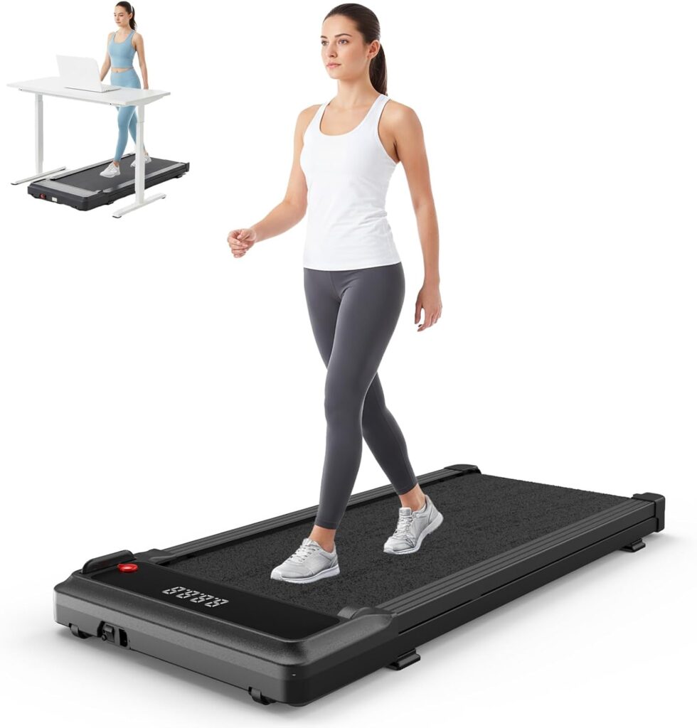 Smug Compact Armless Treadmill, Space Saving Design for Home & Office, Quiet Under Desk Walking Pad, 200 Lbs Capacity 3 in 1 Portable Walking Treadmill