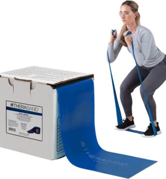 THERABAND Resistance Band 25 Yard Roll, Non-Latex Professional Elastic Stretch Bands for Upper & Lower Body Exercise Workouts, Physical Therapy, Lower Pilates, Flexibility, & Rehab, Dispenser Box