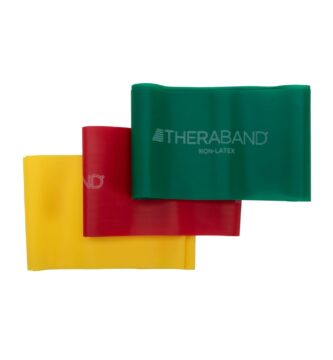 THERABAND Resistance Bands Set, Beginner Kit, Yellow, Red, Green, Non-Latex Elastic Bands for Exercise & Physical Therapy, Strength Training Bands for Upper & Lower Body Fitness