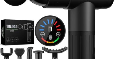 TOLOCO Massage Gun, Deep Tissue Back Massage for Athletes for Pain Relief, Percussion Massager with 10 Massages Heads & Silent Brushless Motor, Christmas Gifts for Women, Men, Black