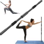 Yoga Stick 58 Inch Sturdy Alloy Steel – Adjustable Stick for Exercise, Stretching, Balance – Versatile Exercise Stick with Non-Slip Ends, Neck Cushion and Adjustable Grip Cushions