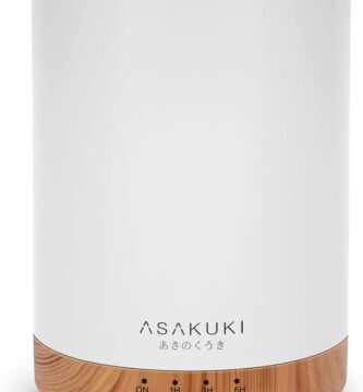 ASAKUKI 300ML Essential Oil Diffuser, Quiet 5-in-1 Premium Humidifier, Home Fragrance Aroma Diffuser with 7 LED Color Changing Light and Auto-Off Switch -Light Brown