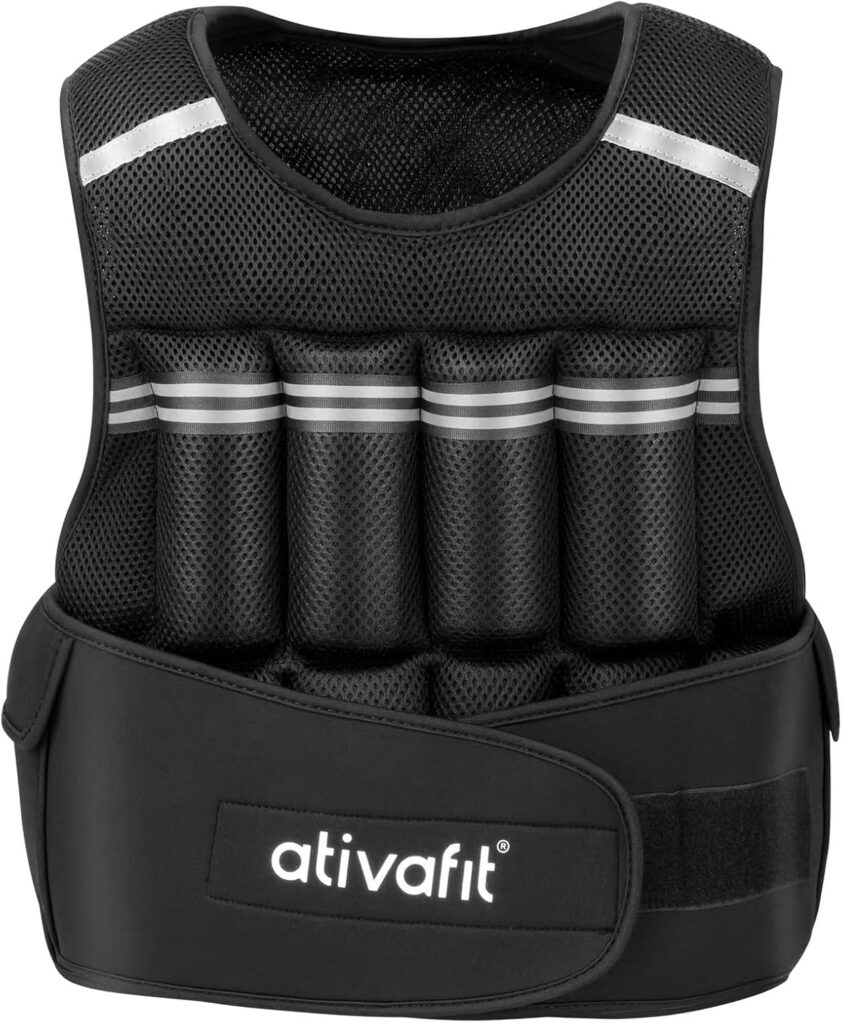 Ativafit Adjustable Weighted Vest Women Men with Reflective Design 2 4 6 8 10 12 14 16 18 20 22 Lbs Running Vest for Strength Training, Walking, Jogging, Weightlifting, Running Men Women Kids 2-22 Lbs