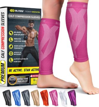BLITZU Calf Compression Sleeve for Men & Women Footless Compression Socks Support Runners Leg Sleeve Shin Splints Pain Relief BLITZU Calf Compression Sleeve for Men & Women Footless Compression Socks Support Runners Leg Sleeve Shin Splints Pain Relief