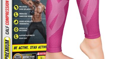 BLITZU Calf Compression Sleeve for Men & Women Footless Compression Socks Support Runners Leg Sleeve Shin Splints Pain Relief