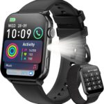 Blackview Smart Watch for Men Women,1.91″ HD Touchscreen Fitness Watch with Flashlight, Bluetooth Notifications/Make Calls, Heart Rate/Sleep Monitor/2 Straps, Fitness Watch for Android/iPhone