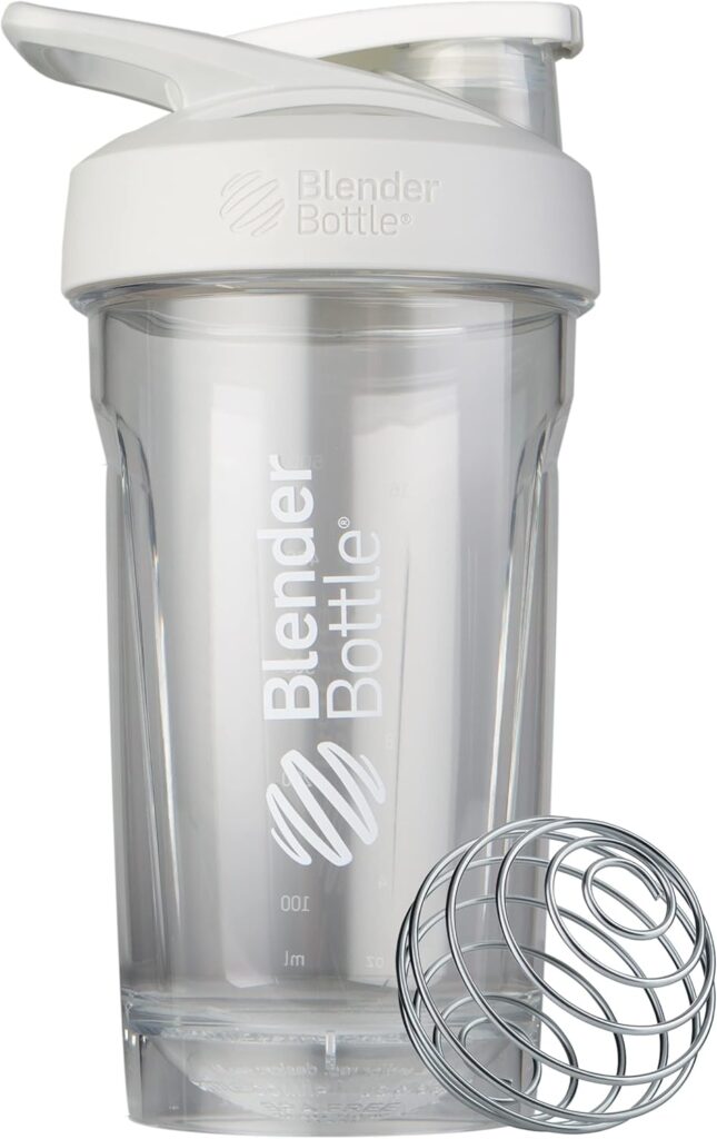 BlenderBottle Sport Shaker Bottle with Wire Whisk, 24-Ounce, White – Protein Shakes & Hydration for Athletes & Fitness Enthusiasts, Easy Mixing, Durable & Lightweight, Lockable Lid