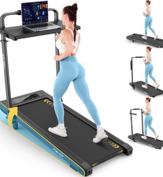 FUNMILY Upgrade Walking Pad Folding Treadmill with 12%/15% & Handle Bar, 3.5HP Foldable Under Desk Compact Treadmills for Home/Office/Gym, 400+lb Capacity, Shock Absorption