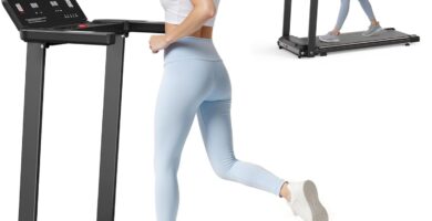 Foldable Treadmill with LCD Display – 2.5HP Quiet Motor Under Desk Electric Treadmill, 300 lbs Capacity, Shock Absorption for Home Office, US Plug Foldable Treadmill with LCD Display – 2.5HP Quiet Motor Under Desk Electric Treadmill, 300 lbs Capacity, Shock Absorption for Home Office, US Plug