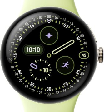 Google Pixel Watch 4 (41mm) – Android Smartwatch with Heart Rate and Sleep Tracking – 30-Hour Battery – Fitness Tracking – Google AI – Champagne Gold Aluminum Case – Lemongrass Active Band – LTE