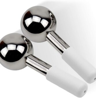 Ice Globes for Facials | Unbreakable Steel Cooling Roller | Cryo Sticks for Face | Massager for Face Neck & Eyes | Skin Care for Dark Circles, Puffiness, Wrinkles, Collagen Production (White)