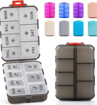 New Foldable & Double Protection Portable Weekly Pill Organizer 2 Times A Day with Etched Labels, AM PM 7 Day Week Medicine Box, Daily Travel Pill Case Dispenser for Vitamin, Supplement – Clear Black New Foldable & Double Protection Portable Weekly Pill Organizer 2 Times A Day with Etched Labels, AM PM 7 Day Week Medicine Box, Daily Travel Pill Case Dispenser for Vitamin, Supplement – Clear Black