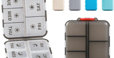 New Foldable & Double Protection Portable Weekly Pill Organizer 2 Times A Day with Etched Labels, AM PM 7 Day Week Medicine Box, Daily Travel Pill Case Dispenser for Vitamin, Supplement – Clear Black