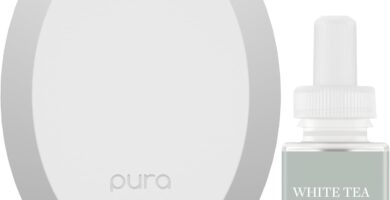 Pura Mini Smart Fragrance Diffuser for Small Spaces Adjustable Smart Home Device with LED Light & Automatic Vial Detection – Includes 1 Scent Refill; White Tea no.1