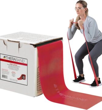 THERABAND Resistance Band 25 Yard Roll, Non-Latex Professional Elastic Stretch Bands for Upper & Lower Body Exercise Workouts, Physical Therapy, Lower Pilates, Flexibility, & Rehab, Dispenser Box