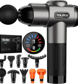 TOLOCO Massage Gun, Deep Tissue Back Massage for Athletes for Pain Relief, Percussion Massager with 10 Massages Heads & Silent Brushless Motor, Valentines Day Gifts for Him Her, Grey TOLOCO Massage Gun, Deep Tissue Back Massage for Athletes for Pain Relief, Percussion Massager with 10 Massages Heads & Silent Brushless Motor, Valentines Day Gifts for Him Her, Grey